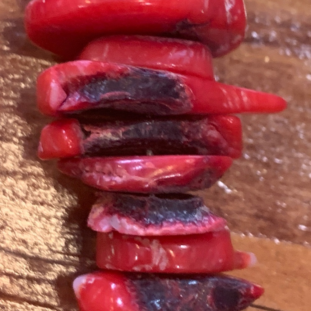 Red Coral with Turquoise Clasp Navajo Necklace - Picture 16 of 17